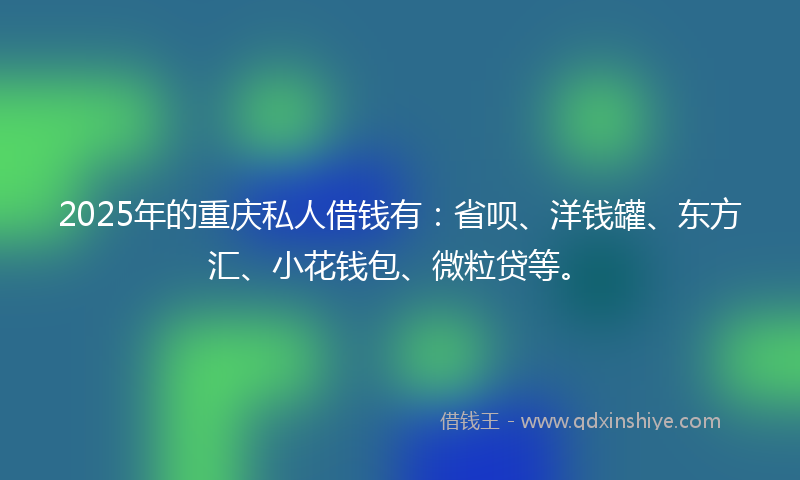 2025年的重庆私人借钱有：省呗、洋钱罐、东方汇、小花钱包、微粒贷等。