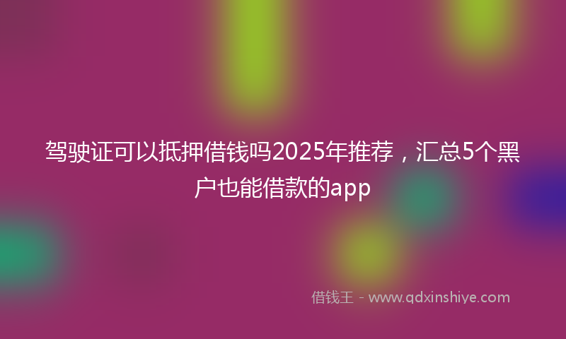 驾驶证可以抵押借钱吗2025年推荐，汇总5个黑户也能借款的app