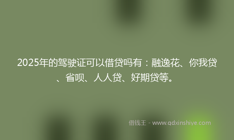 2025年的驾驶证可以借贷吗有：融逸花、你我贷、省呗、人人贷、好期贷等。