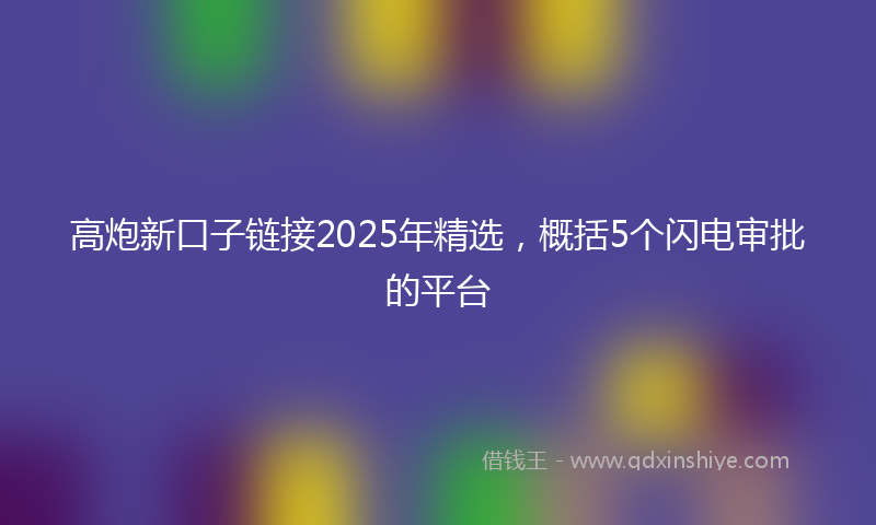 高炮新口子链接2025年精选，概括5个闪电审批的平台
