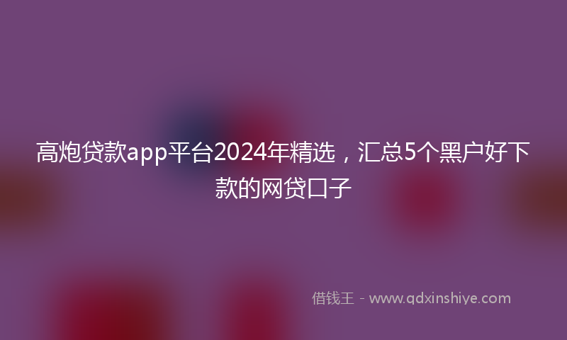 高炮贷款app平台2024年精选，汇总5个黑户好下款的网贷口子