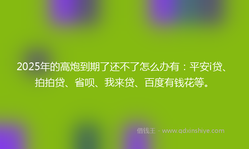 2025年的高炮到期了还不了怎么办有：平安i贷、拍拍贷、省呗、我来贷、百度有钱花等。