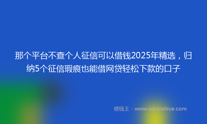 那个平台不查个人征信可以借钱2025年精选，归纳5个征信瑕疵也能借网贷轻松下款的口子
