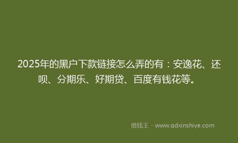 2025年的黑户下款链接怎么弄的有：安逸花、还呗、分期乐、好期贷、百度有钱花等。