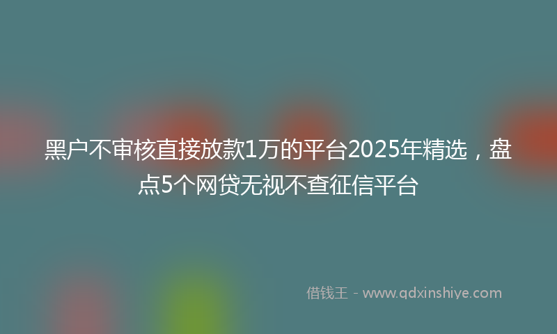 黑户不审核直接放款1万的平台2025年精选，盘点5个网贷无视不查征信平台
