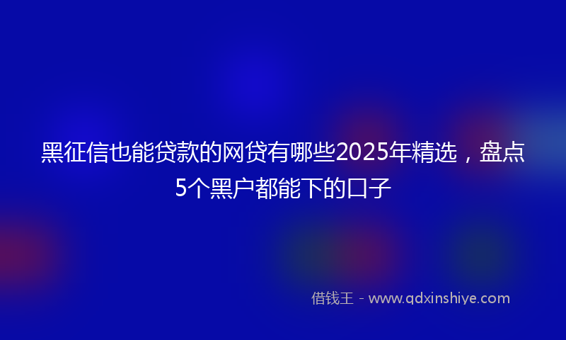 黑征信也能贷款的网贷有哪些2025年精选，盘点5个黑户都能下的口子