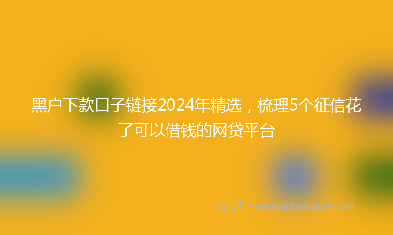 黑户下款口子链接2024年精选，梳理5个征信花了可以借钱的网贷平台