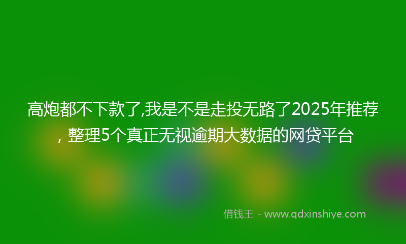 高炮都不下款了,我是不是走投无路了2025年推荐，整理5个真正无视逾期大数据的网贷平台