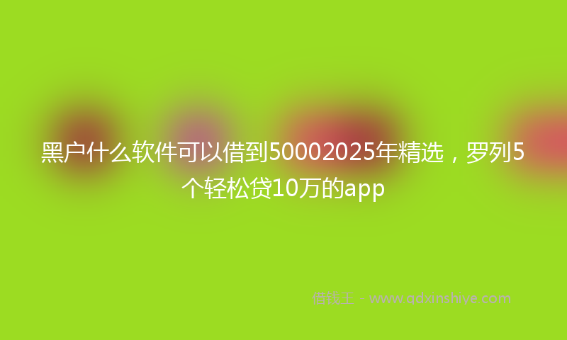 黑户什么软件可以借到50002025年精选，罗列5个轻松贷10万的app