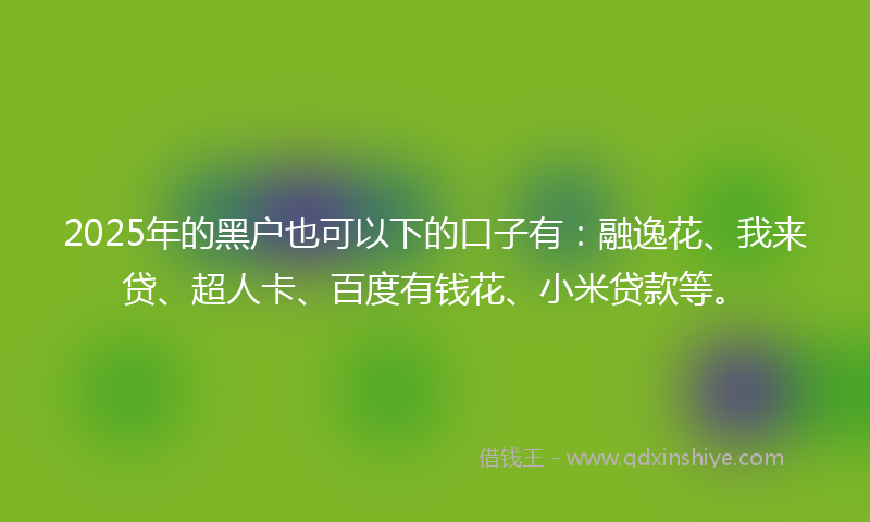 2025年的黑户也可以下的口子有：融逸花、我来贷、超人卡、百度有钱花、小米贷款等。