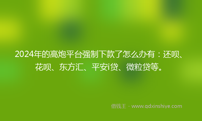 2024年的高炮平台强制下款了怎么办有：还呗、花呗、东方汇、平安i贷、微粒贷等。