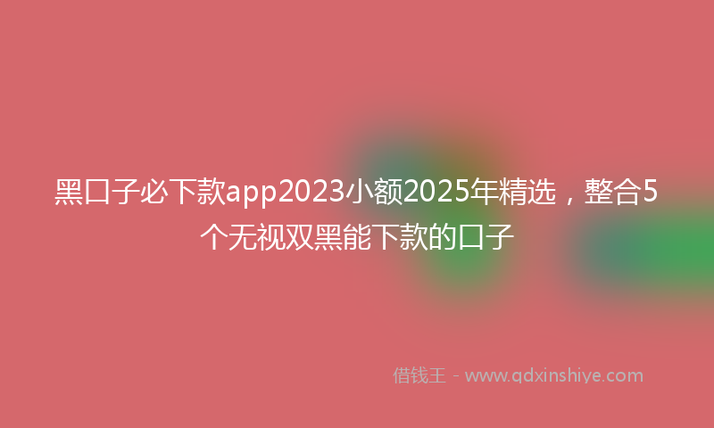 黑口子必下款app2023小额2025年精选，整合5个无视双黑能下款的口子