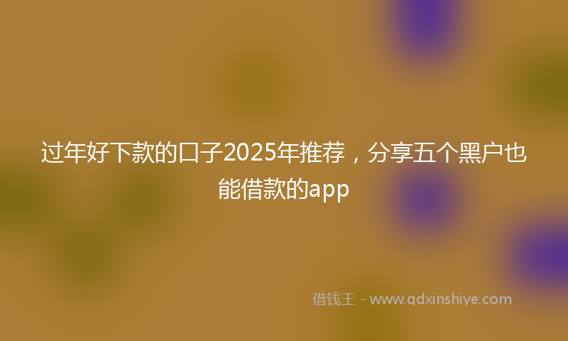 过年好下款的口子2025年推荐，分享五个黑户也能借款的app