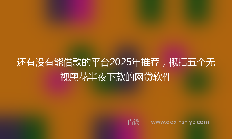 还有没有能借款的平台2025年推荐，概括五个无视黑花半夜下款的网贷软件