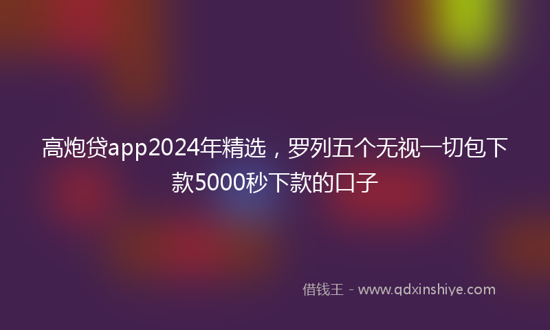 高炮贷app2024年精选，罗列五个无视一切包下款5000秒下款的口子