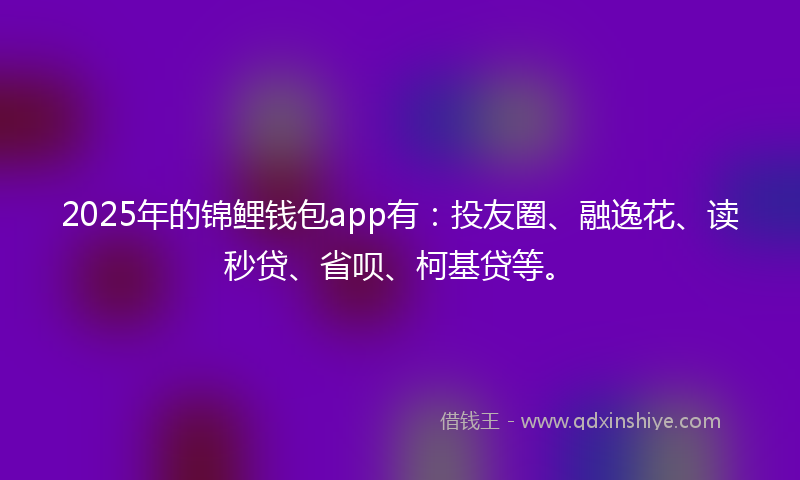 2025年的锦鲤钱包app有：投友圈、融逸花、读秒贷、省呗、柯基贷等。