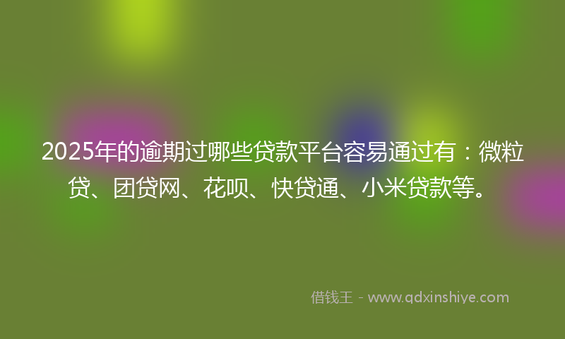 2025年的逾期过哪些贷款平台容易通过有：微粒贷、团贷网、花呗、快贷通、小米贷款等。