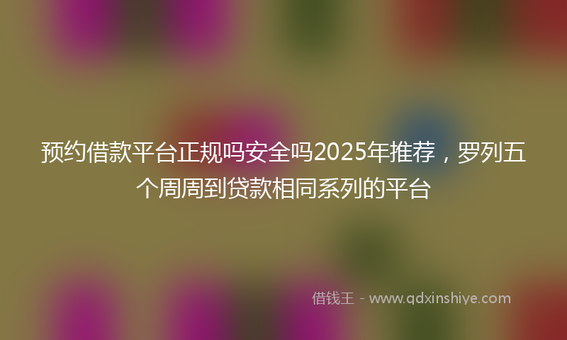 预约借款平台正规吗安全吗2025年推荐，罗列五个周周到贷款相同系列的平台