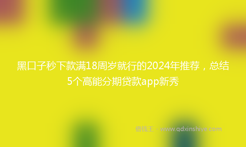 黑口子秒下款满18周岁就行的2024年推荐，总结5个高能分期贷款app新秀