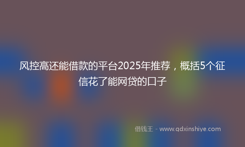 风控高还能借款的平台2025年推荐，概括5个征信花了能网贷的口子