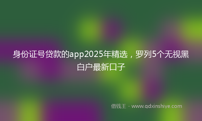 身份证号贷款的app2025年精选，罗列5个无视黑白户最新口子
