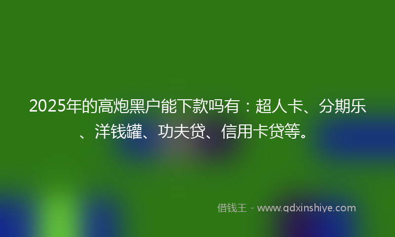 2025年的高炮黑户能下款吗有：超人卡、分期乐、洋钱罐、功夫贷、信用卡贷等。