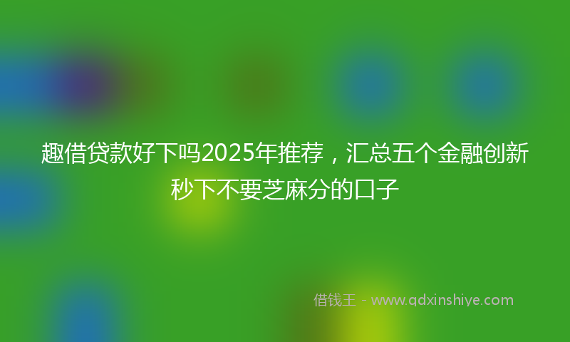 趣借贷款好下吗2025年推荐，汇总五个金融创新秒下不要芝麻分的口子