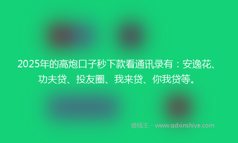 2025年的高炮口子秒下款看通讯录有：安逸花、功夫贷、投友圈、我来贷、你我贷等。