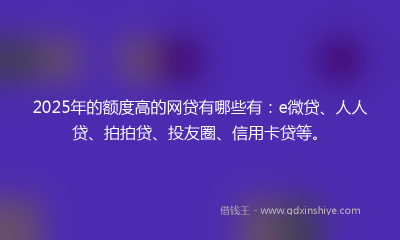 2025年的额度高的网贷有哪些有：e微贷、人人贷、拍拍贷、投友圈、信用卡贷等。