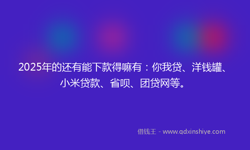 2025年的还有能下款得嘛有：你我贷、洋钱罐、小米贷款、省呗、团贷网等。