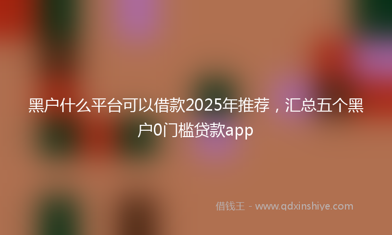 黑户什么平台可以借款2025年推荐，汇总五个黑户0门槛贷款app