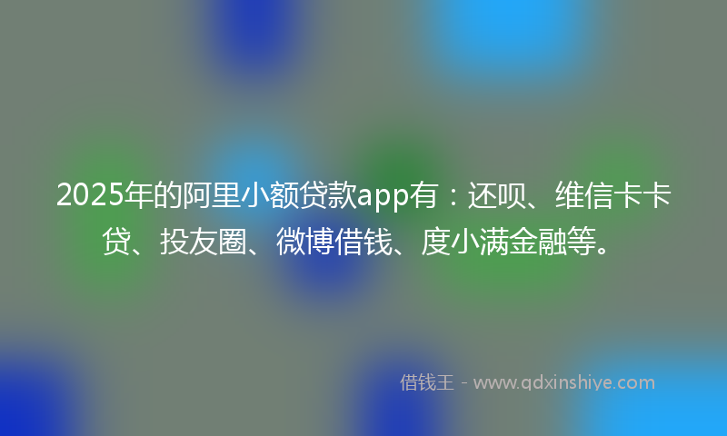 2025年的阿里小额贷款app有：还呗、维信卡卡贷、投友圈、微博借钱、度小满金融等。
