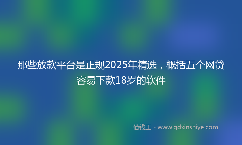 那些放款平台是正规2025年精选，概括五个网贷容易下款18岁的软件