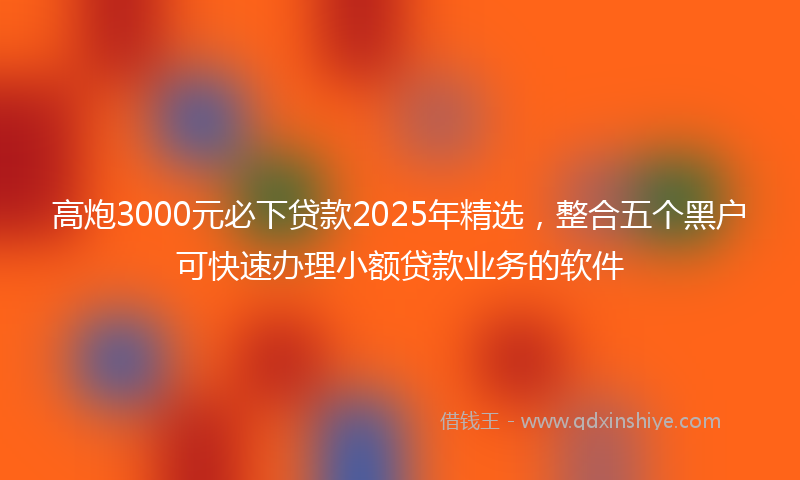 高炮3000元必下贷款2025年精选，整合五个黑户可快速办理小额贷款业务的软件