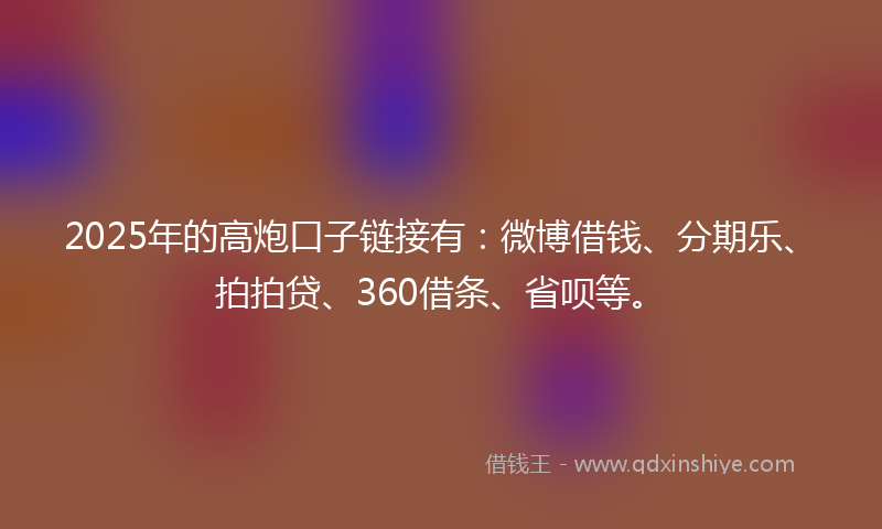2025年的高炮口子链接有：微博借钱、分期乐、拍拍贷、360借条、省呗等。