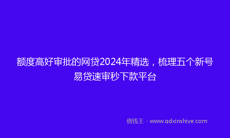 额度高好审批的网贷2024年精选，梳理五个新号易贷速审秒下款平台