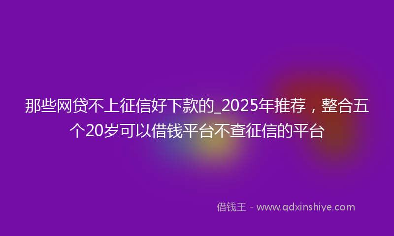 那些网贷不上征信好下款的_2025年推荐，整合五个20岁可以借钱平台不查征信的平台