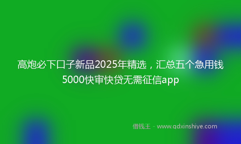 高炮必下口子新品2025年精选，汇总五个急用钱5000快审快贷无需征信app