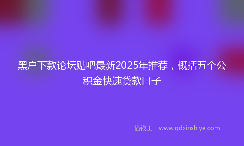 黑户下款论坛贴吧最新2025年推荐，概括五个公积金快速贷款口子