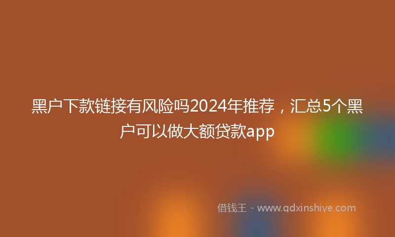 黑户下款链接有风险吗2024年推荐，汇总5个黑户可以做大额贷款app