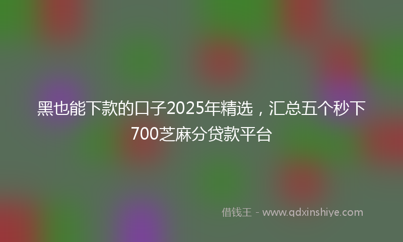 黑也能下款的口子2025年精选，汇总五个秒下700芝麻分贷款平台