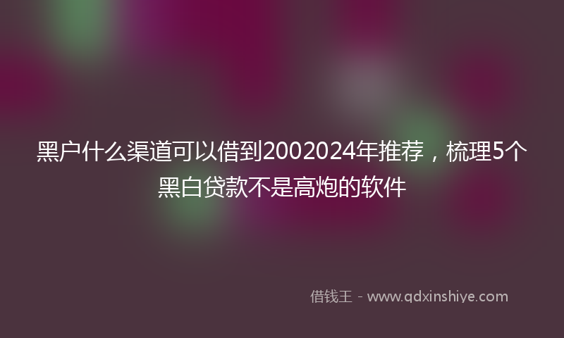 黑户什么渠道可以借到2002024年推荐，梳理5个黑白贷款不是高炮的软件