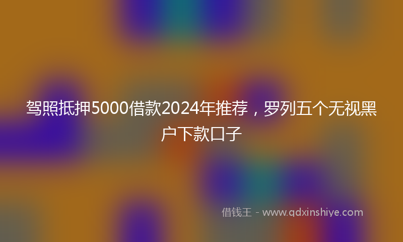 驾照抵押5000借款2024年推荐，罗列五个无视黑户下款口子