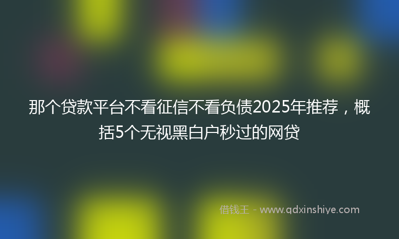 那个贷款平台不看征信不看负债2025年推荐，概括5个无视黑白户秒过的网贷