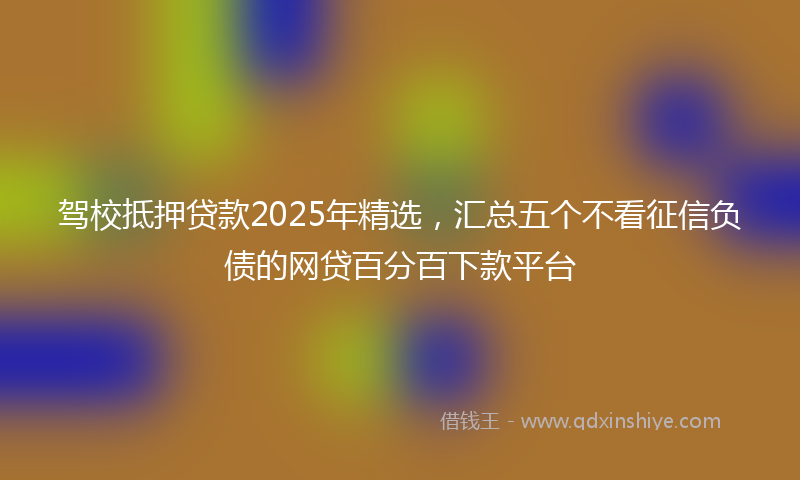 驾校抵押贷款2025年精选，汇总五个不看征信负债的网贷百分百下款平台