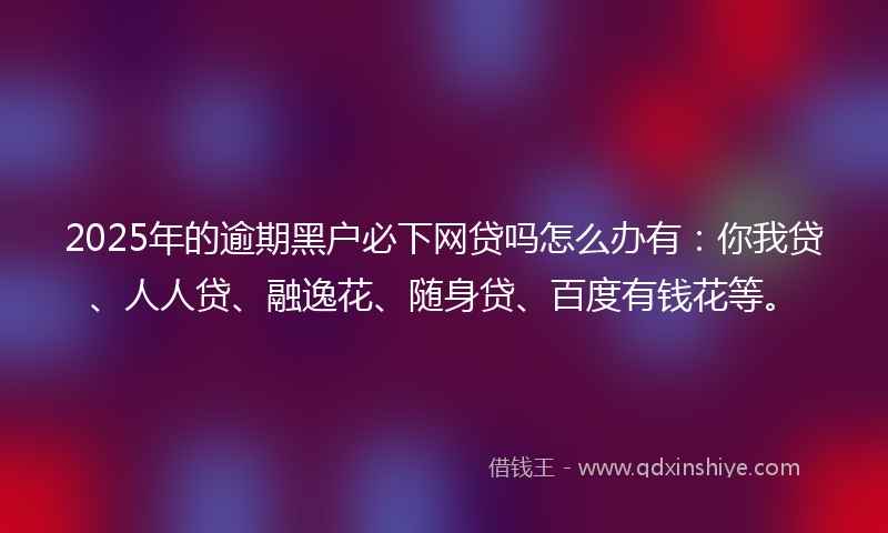 2025年的逾期黑户必下网贷吗怎么办有：你我贷、人人贷、融逸花、随身贷、百度有钱花等。