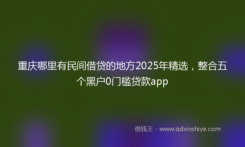 重庆哪里有民间借贷的地方2025年精选，整合五个黑户0门槛贷款app