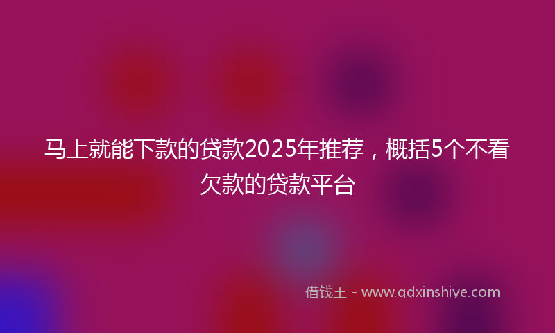马上就能下款的贷款2025年推荐，概括5个不看欠款的贷款平台