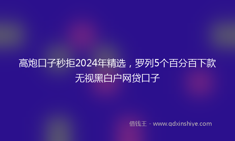 高炮口子秒拒2024年精选，罗列5个百分百下款无视黑白户网贷口子