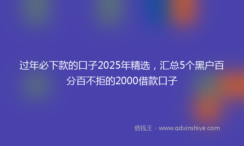 过年必下款的口子2025年精选，汇总5个黑户百分百不拒的2000借款口子